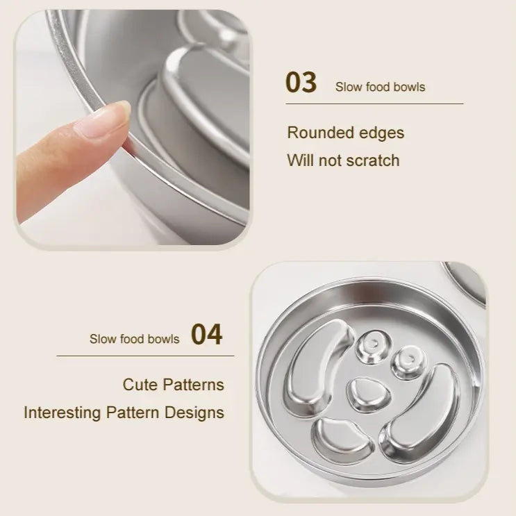 2-Piece Stainless Steel Slow Feeder Set for Pets, Reversible, for Cats and Dogs – Paw Design Wholesale Hub