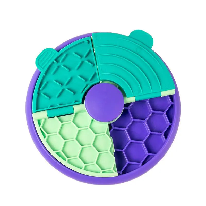 3-in-1 Pet Puzzle Slow Feeder Bowl with Multi-Level Rotating Disk - Purple-green Wholesale Hub