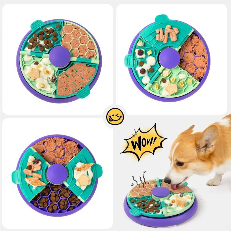 3-in-1 Pet Puzzle Slow Feeder Bowl with Multi-Level Rotating Disk - Purple-green Wholesale Hub