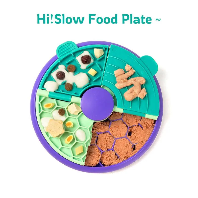3-in-1 Pet Puzzle Slow Feeder Bowl with Multi-Level Rotating Disk - Purple-green Wholesale Hub