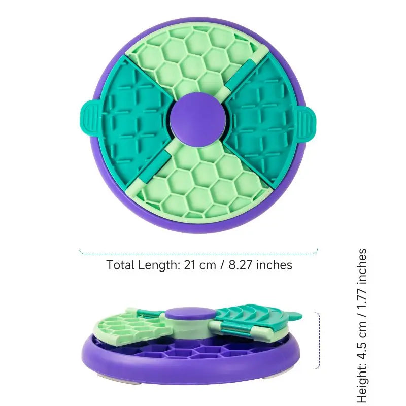 3-in-1 Pet Puzzle Slow Feeder Bowl with Multi-Level Rotating Disk - Purple-green Wholesale Hub