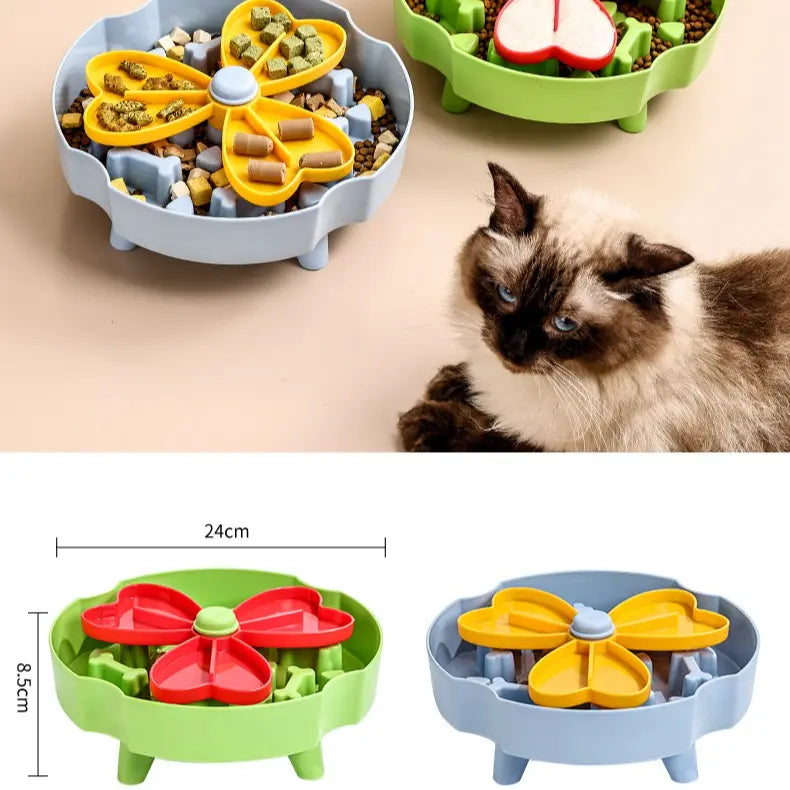 Detachable Rotating Slow-Feeding Pet Bowl, Non-Slip and Choke-Proof Feeding Bowl - Blue Wholesale Hub