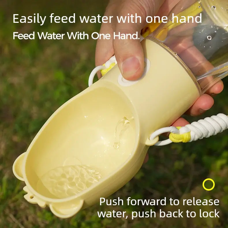All-in-One Water and Food Pet Travel Cup, Portable Water Dispenser for Dogs and Cats – Yellow Wholesale Hub