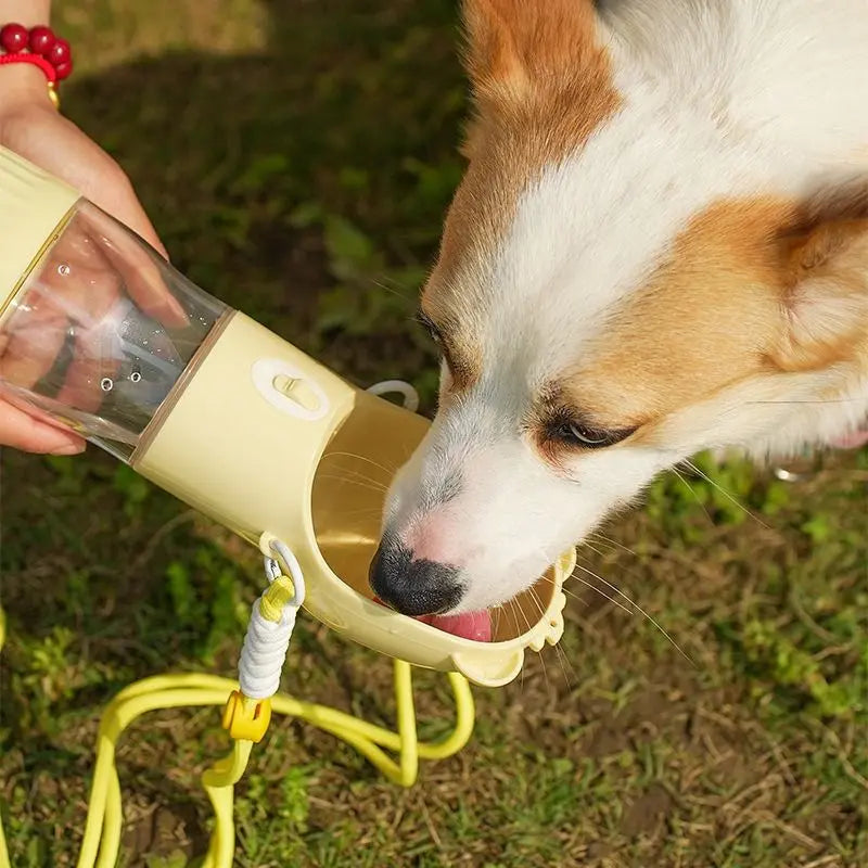 All-in-One Water and Food Pet Travel Cup, Portable Water Dispenser for Dogs and Cats – Yellow Wholesale Hub