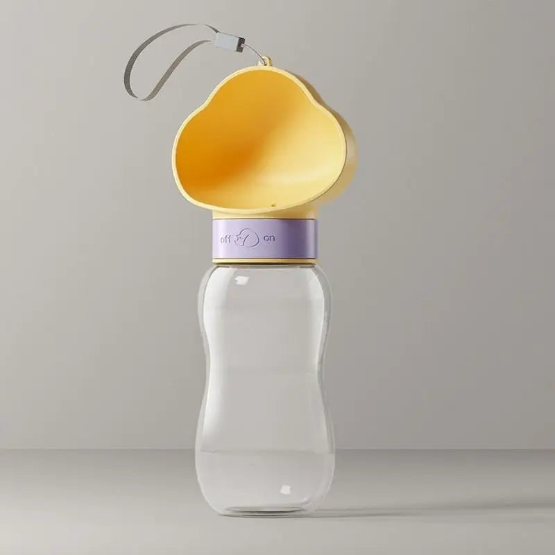 600ml Portable Pet Outdoor Water Cup, Leak-Proof Travel Water Dispenser - Yellow Wholesale Hub