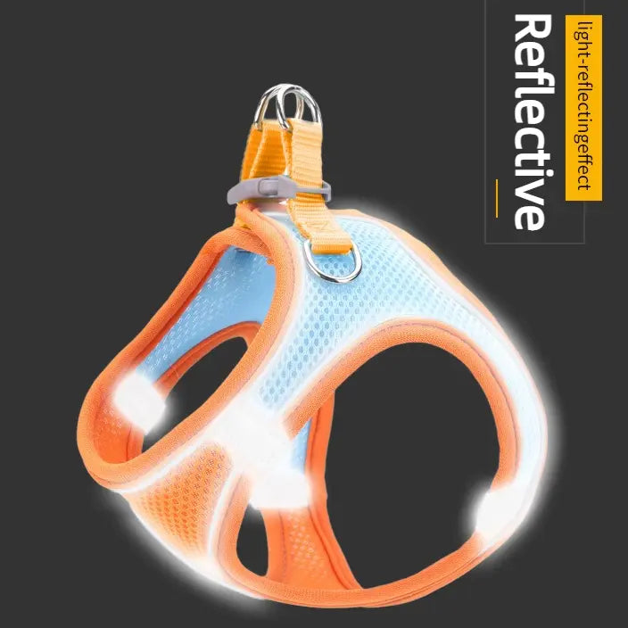 Breathable Reflective Pet Harness Set: Vest-Style Dog Harness + Leash - Pink and Blue-L Wholesale Hub