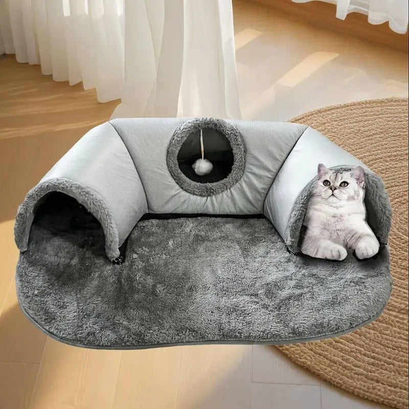 Warm Autumn/Winter Cat Tunnel Bed with Detachable Play-and-Sleep Cat Run – Size S Wholesale Hub