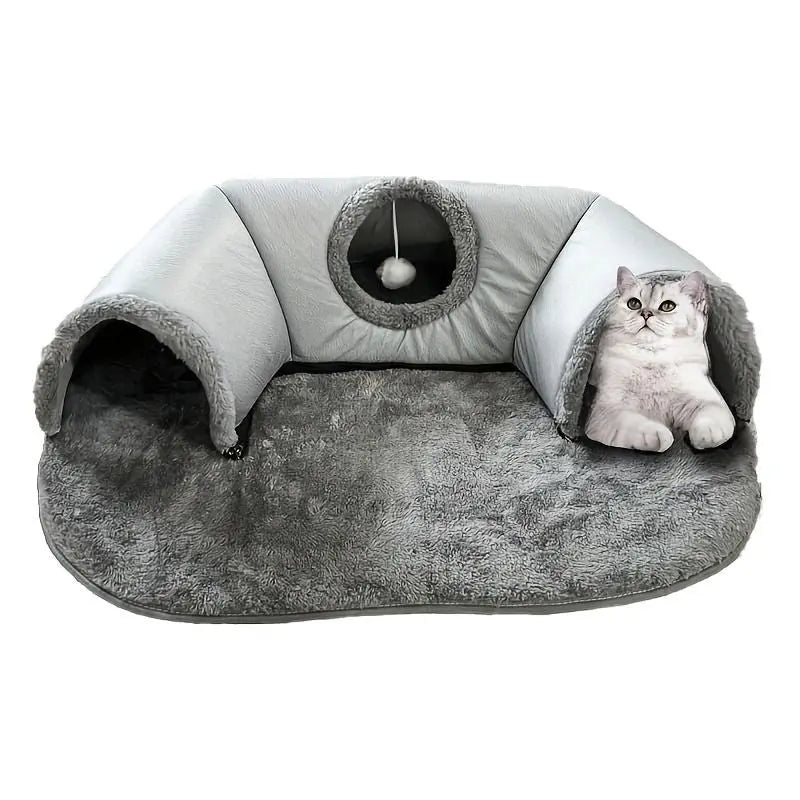 Warm Autumn/Winter Cat Tunnel Bed with Detachable Play-and-Sleep Cat Run – Size S Wholesale Hub