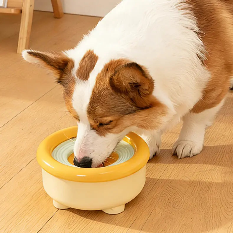 Anti-Splash Floating Pet Water Bowl, 1500ml Large Capacity, Tip-Proof and Chin-Dry Design - Yellow Wholesale Hub