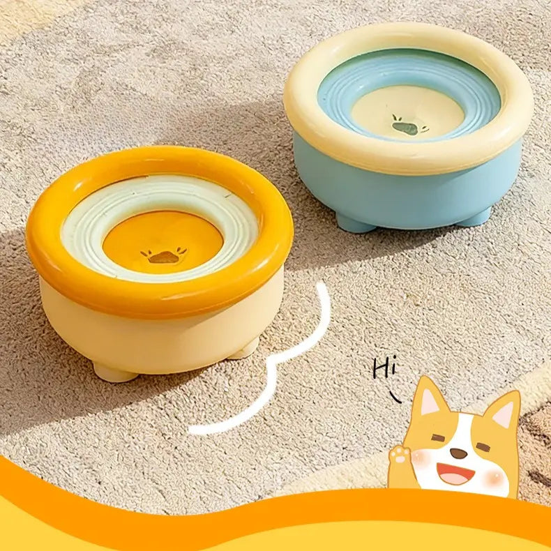 Anti-Splash Floating Pet Water Bowl, 1500ml Large Capacity, Tip-Proof and Chin-Dry Design - Yellow Wholesale Hub