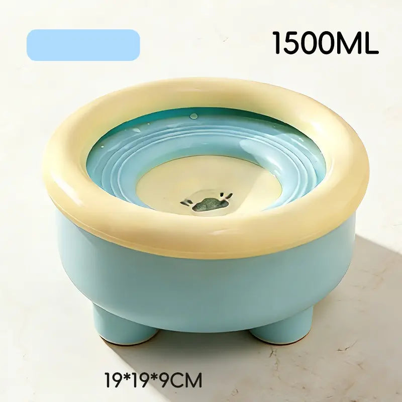 Anti-Splash Floating Pet Water Bowl, 1500ml Large Capacity, Tip-Proof and Chin-Dry Design - Blue Wholesale Hub