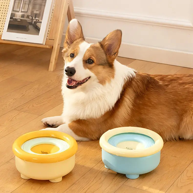 Anti-Splash Floating Pet Water Bowl, 1500ml Large Capacity, Tip-Proof and Chin-Dry Design - Blue Wholesale Hub