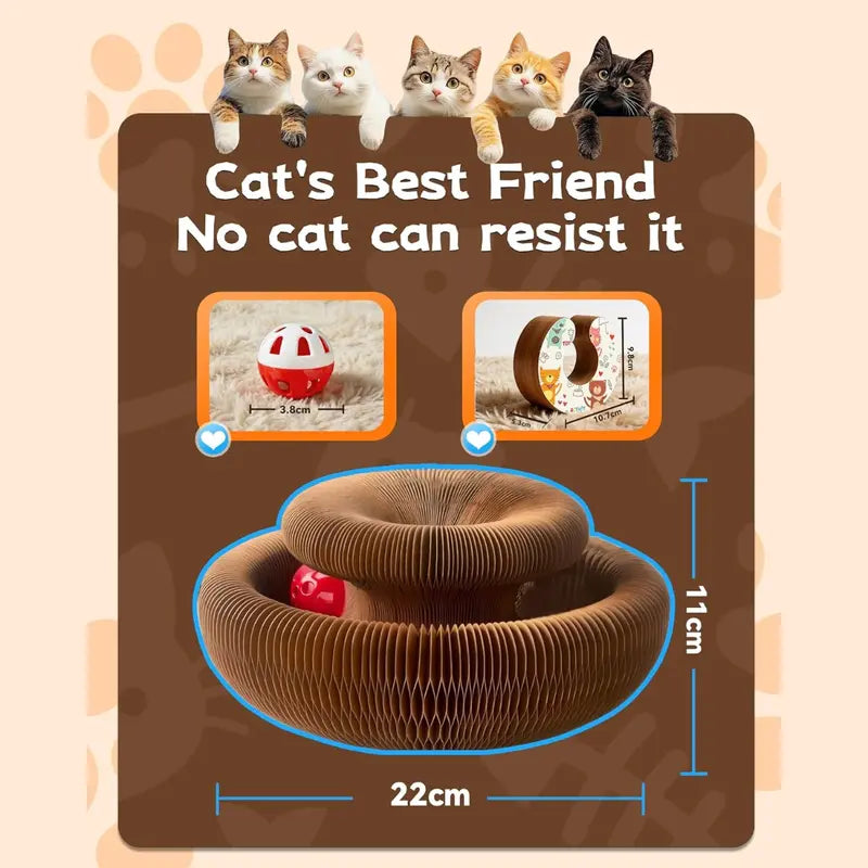 2-pack, Accordion-style Cat Scratcher, Versatile Foldable Corrugated Cardboard Scratching Board with Ball Toy Wholesale Hub