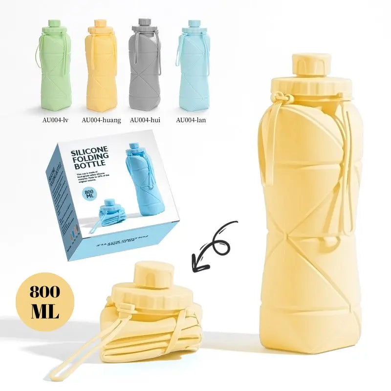 800ml Large-Capacity Food-Grade Silicone Collapsible Water Cup, Portable Outdoor High-Temperature Resistant Water Bottle, Travel & Camping Compressible Water Bottle, Travel Water Cup - Yellow Wholesale Hub