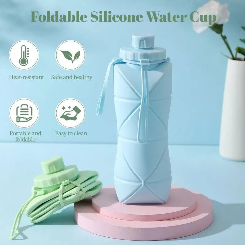 800ml Large-Capacity Food-Grade Silicone Folding Water Cup, Portable Outdoor High-Temperature Resistant Water Bottle, Travel and Camping Compressible Water Bottle, Travel Water Cup - Gray Wholesale Hub
