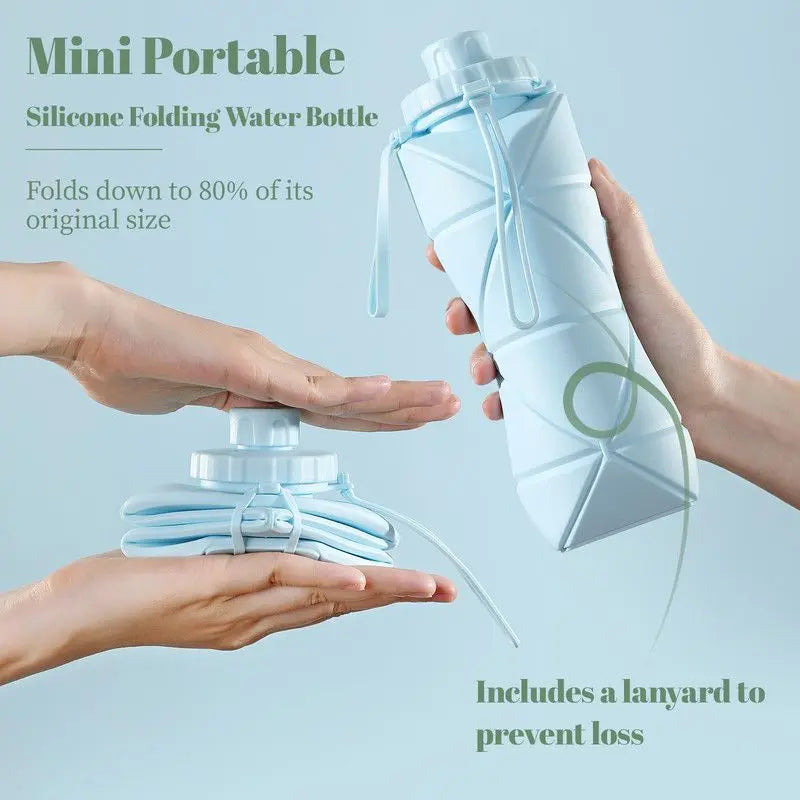 800ml Large-Capacity Food-Grade Silicone Folding Water Cup, Portable Outdoor High-Temperature Resistant Water Bottle, Travel and Camping Compressible Water Bottle, Travel Water Cup - Gray Wholesale Hub