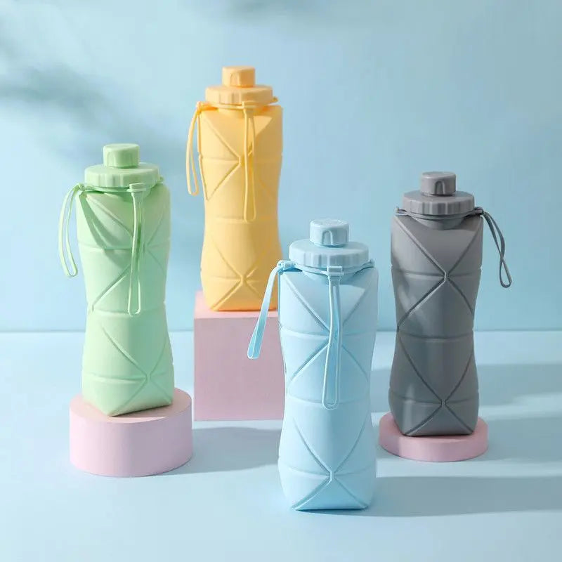 800ml Large-Capacity Food-Grade Silicone Folding Water Cup, Portable Outdoor High-Temperature Resistant Water Bottle, Travel and Camping Compressible Water Bottle, Travel Water Cup - Gray Wholesale Hub