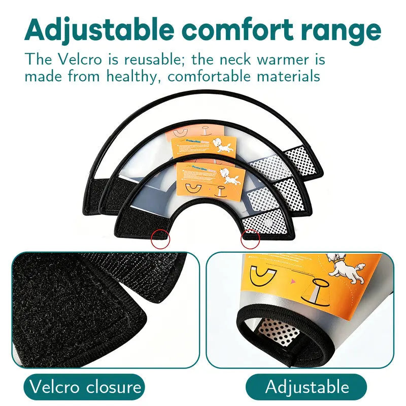 Classic Elizabethan Collar - Anti-Licking Collar - Multiple Sizes - Adjustable - Bite-Resistant - Transparent - Flea & Tick Prevention & Anti-Licking - Velcro Closure - For Cats & Dogs -22-26CM - 1 Piece Wholesale Hub