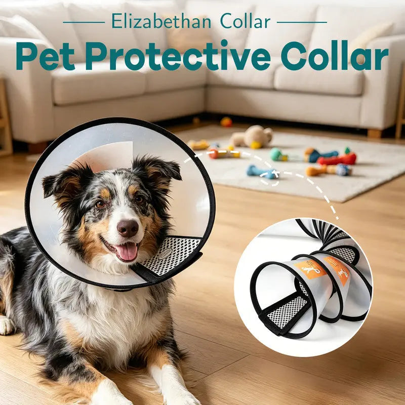 Classic Elizabethan Collar - Anti-Licking Collar - Multiple Sizes - Adjustable - Bite-Resistant - Transparent - Flea & Tick Prevention & Anti-Licking - Velcro Closure - For Cats & Dogs -18-21CM - 1 Piece Wholesale Hub