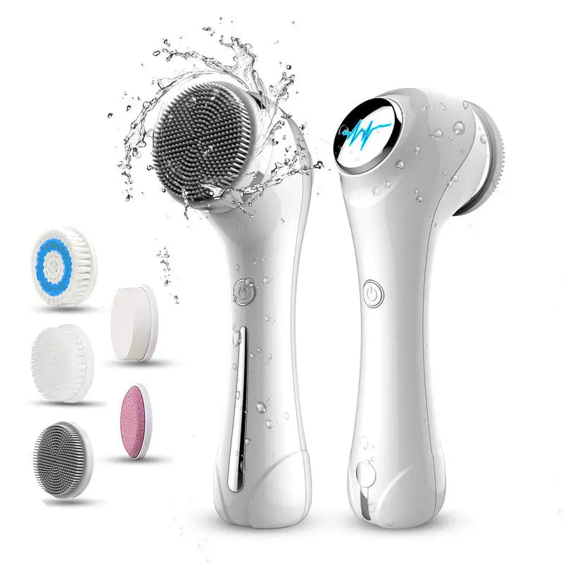 Multifunctional Electric Facial Cleanser - 6-in-1 Electric Facial Cleanser - Home Beauty Device - IPX7 Waterproof - 5 Brush Heads - Hot Compress Facial Cleanser Wholesale Hub