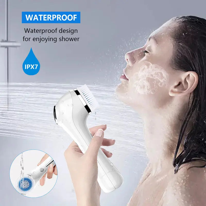 Multifunctional Electric Facial Cleanser - 6-in-1 Electric Facial Cleanser - Home Beauty Device - IPX7 Waterproof - 5 Brush Heads - Hot Compress Facial Cleanser Wholesale Hub