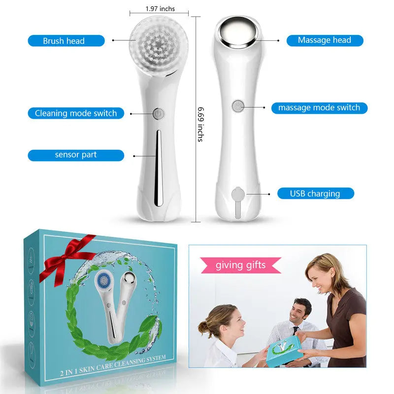 Multifunctional Electric Facial Cleanser - 6-in-1 Electric Facial Cleanser - Home Beauty Device - IPX7 Waterproof - 5 Brush Heads - Hot Compress Facial Cleanser Wholesale Hub