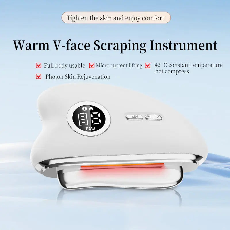3-Speed Adjustable Smart Gua Sha Device - Photon Skin Rejuvenation Beauty Tool - EMS Microcurrent Lifting - Facial Massage Beauty Device - Constant-Temperature Gua Sha Beauty Device - Smart Digital Electric Gua Sha Board - Home Facial Care Tool - White Wholesale Hub
