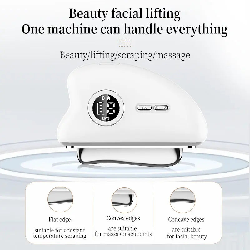 3-Speed Adjustable Smart Gua Sha Device - Photon Skin Rejuvenation Beauty Tool - EMS Microcurrent Lifting - Facial Massage Beauty Device - Constant-Temperature Gua Sha Beauty Device - Smart Digital Electric Gua Sha Board - Home Facial Care Tool - White Wholesale Hub