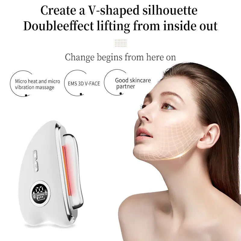 3-Speed Adjustable Smart Gua Sha Device - Photon Skin Rejuvenation Beauty Tool - EMS Microcurrent Lifting - Facial Massage Beauty Device - Constant-Temperature Gua Sha Beauty Device - Smart Digital Electric Gua Sha Board - Home Facial Care Tool - White Wholesale Hub