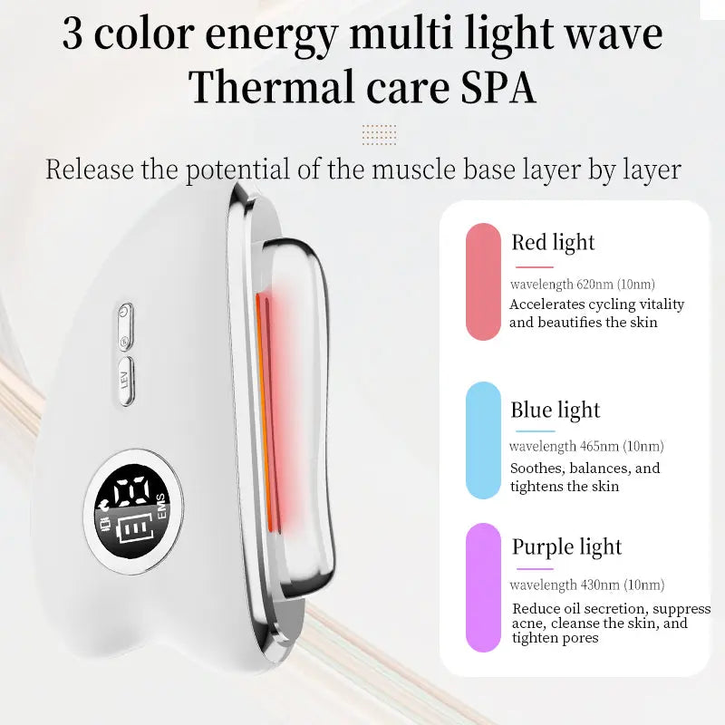 3-Speed Adjustable Smart Gua Sha Device - Photon Skin Rejuvenation Beauty Tool - EMS Microcurrent Lifting - Facial Massage Beauty Device - Constant-Temperature Gua Sha Beauty Device - Smart Digital Electric Gua Sha Board - Home Facial Care Tool - White Wholesale Hub