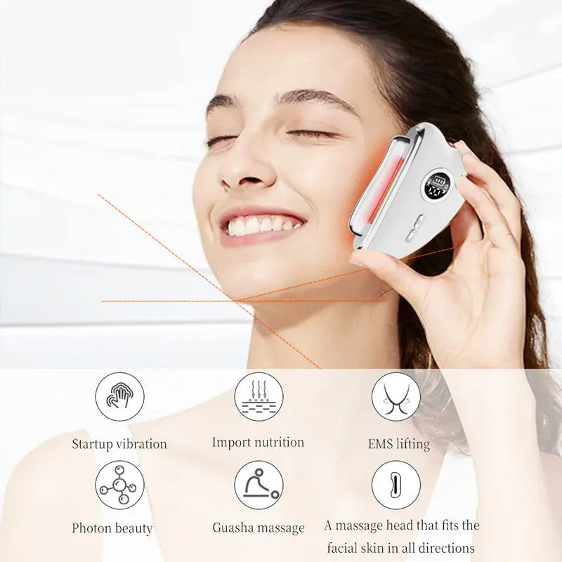 3-Speed Adjustable Smart Gua Sha Device - Photon Skin Rejuvenation Beauty Tool - EMS Microcurrent Lifting - Facial Massage Beauty Device - Constant-Temperature Gua Sha Beauty Device - Smart Digital Electric Gua Sha Board - Home Facial Care Tool - White Wholesale Hub