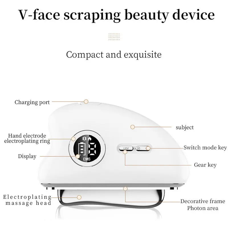 3-Speed Adjustable Smart Gua Sha Device - Photon Skin Rejuvenation Beauty Tool - EMS Microcurrent Lifting - Facial Massage Beauty Device - Constant-Temperature Gua Sha Beauty Device - Smart Digital Electric Gua Sha Board - Home Facial Care Tool - White Wholesale Hub