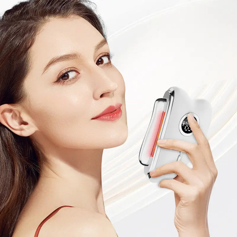 3-Speed Adjustable Smart Gua Sha Device - Photon Skin Rejuvenation Beauty Tool - EMS Microcurrent Lifting - Facial Massage Beauty Device - Constant-Temperature Gua Sha Beauty Device - Smart Digital Electric Gua Sha Board - Home Facial Care Tool - White Wholesale Hub