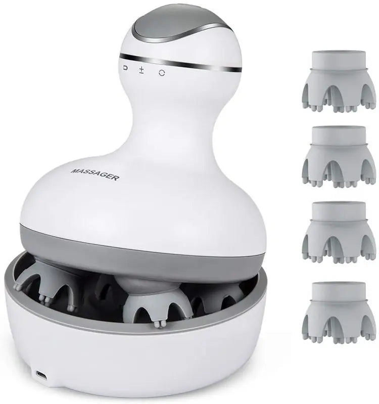 Waterproof Electric Hair Scrubber - Rechargeable Scalp Scrub Brush & Massager for Shower - Deep Clean & Relaxation Tool - Ergonomic Design (Matte White) Wholesale Hub