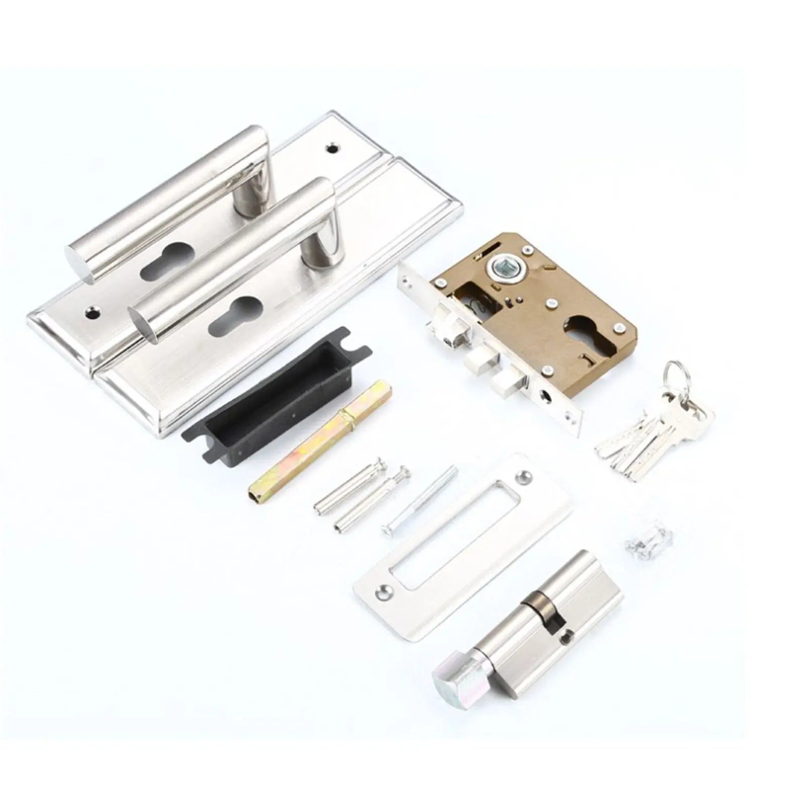 Keyed Entry Door Lock Silent Double Latch Irregular Stainless Steel Door Handle Lock for Bedroom Hotel Balcony Wholesale Hub