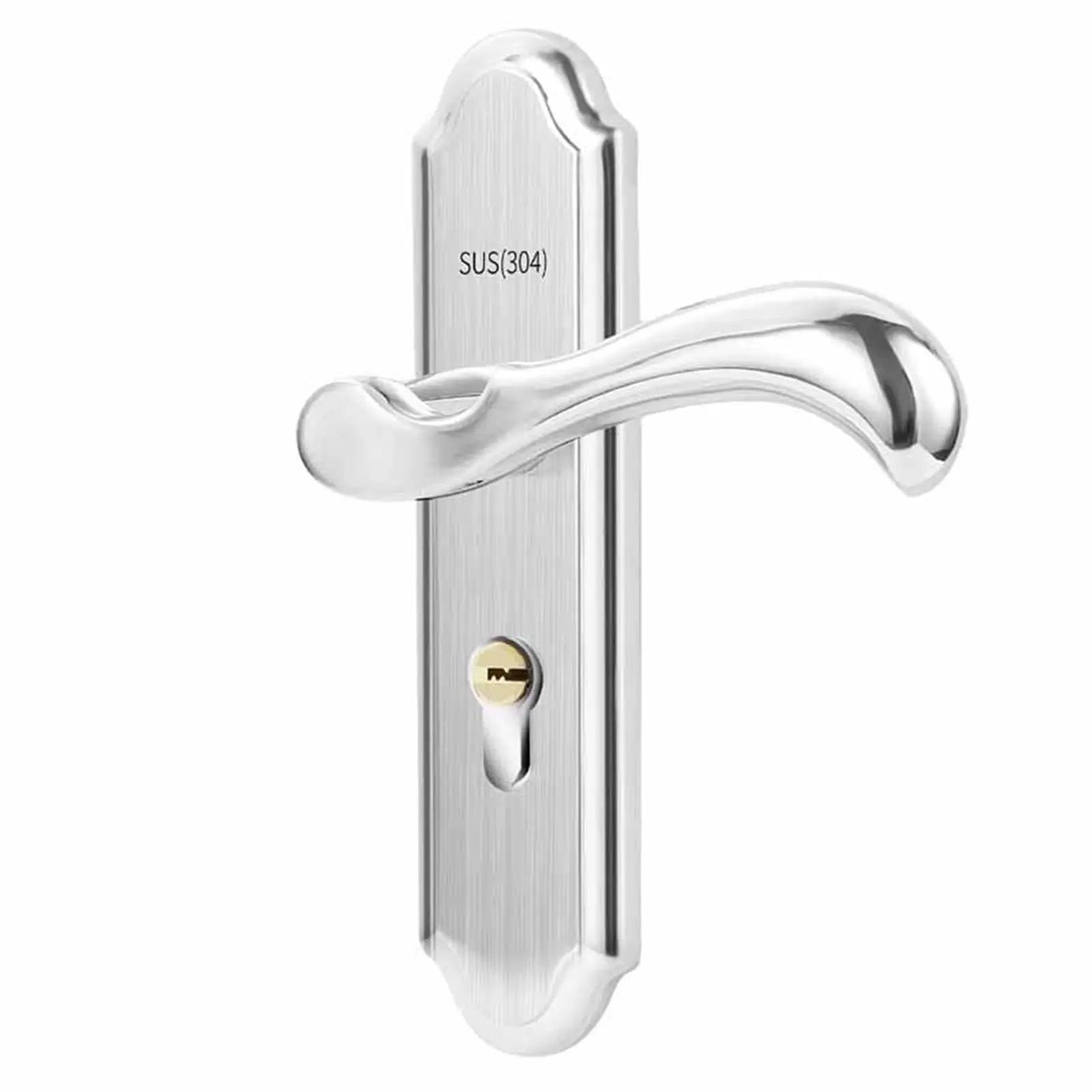 Keyed Entry Door Lock Silent Double Latch Irregular Stainless Steel Door Handle Lock for Bedroom Hotel Balcony Wholesale Hub
