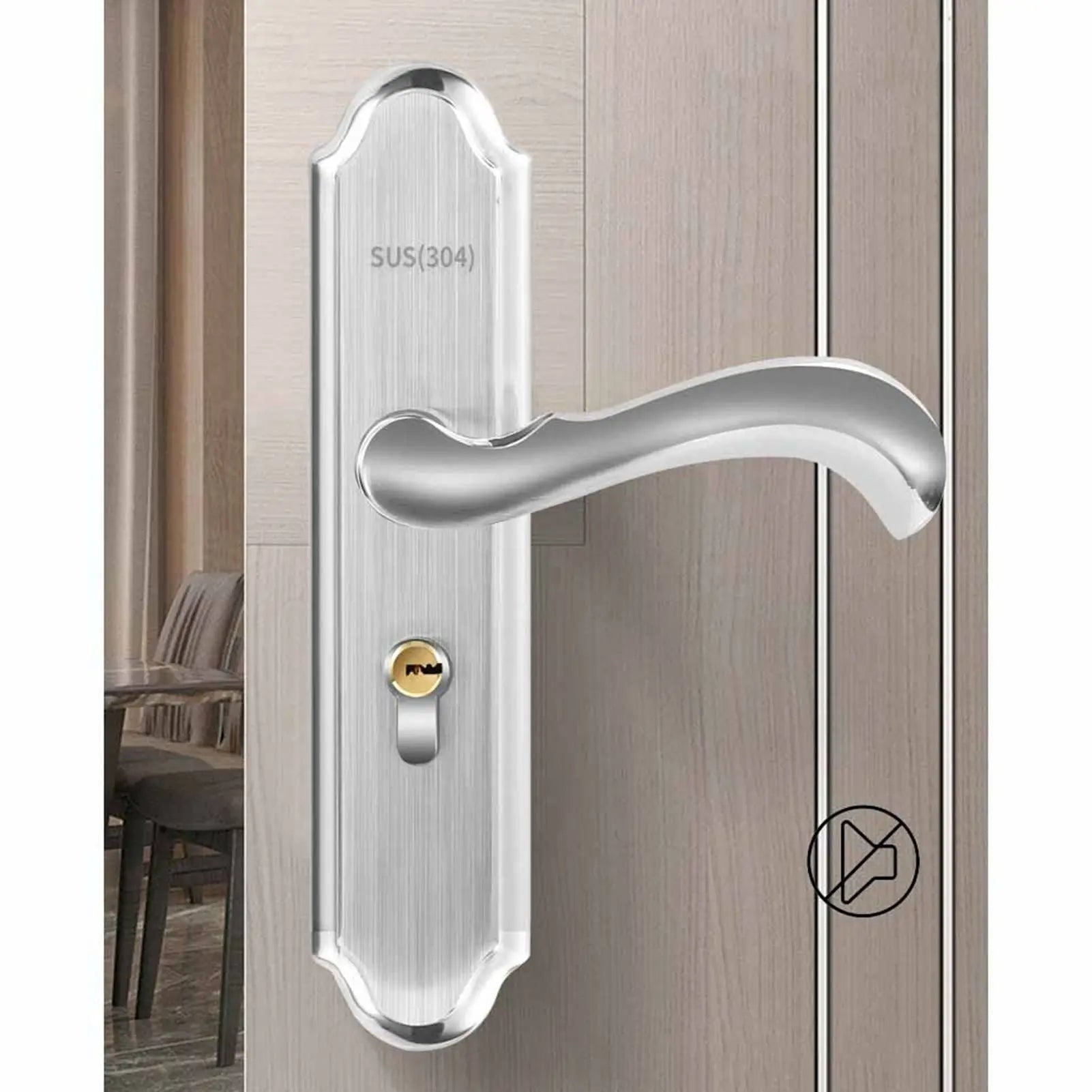 Keyed Entry Door Lock Silent Double Latch Irregular Stainless Steel Door Handle Lock for Bedroom Hotel Balcony Wholesale Hub