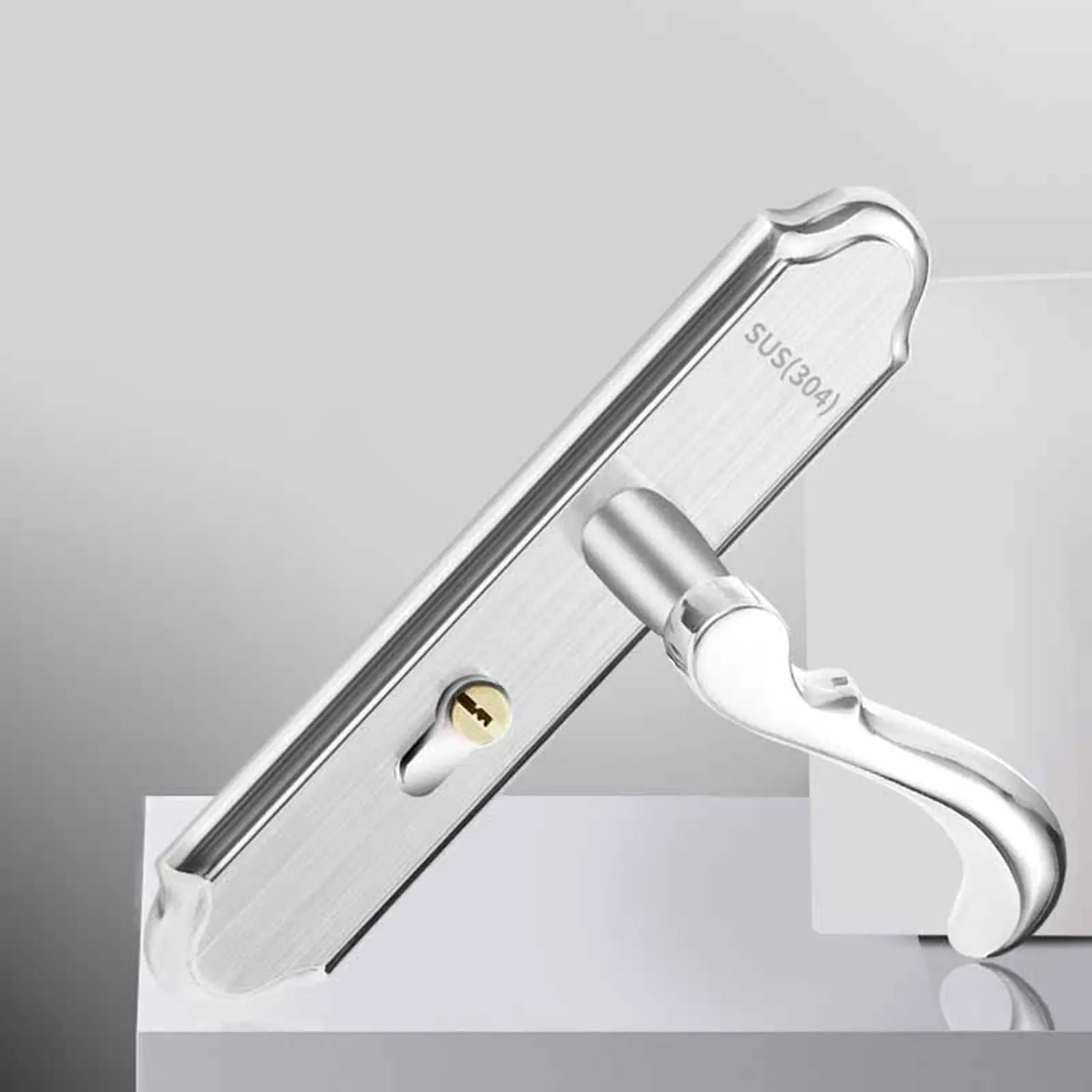 Keyed Entry Door Lock Silent Double Latch Irregular Stainless Steel Door Handle Lock for Bedroom Hotel Balcony Wholesale Hub