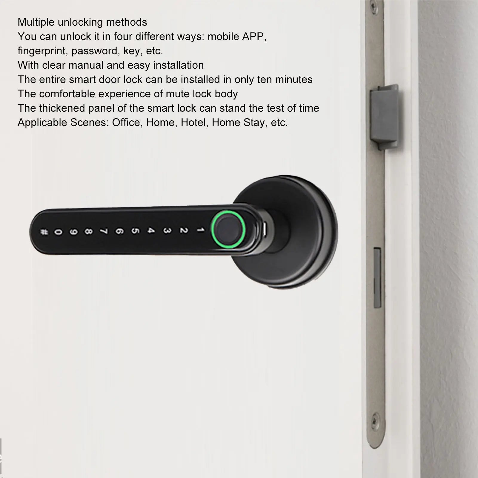 Smart Fingerprint Door Lock Password Door Lock for Tuya APP Control for Household Hotel Wholesale Hub