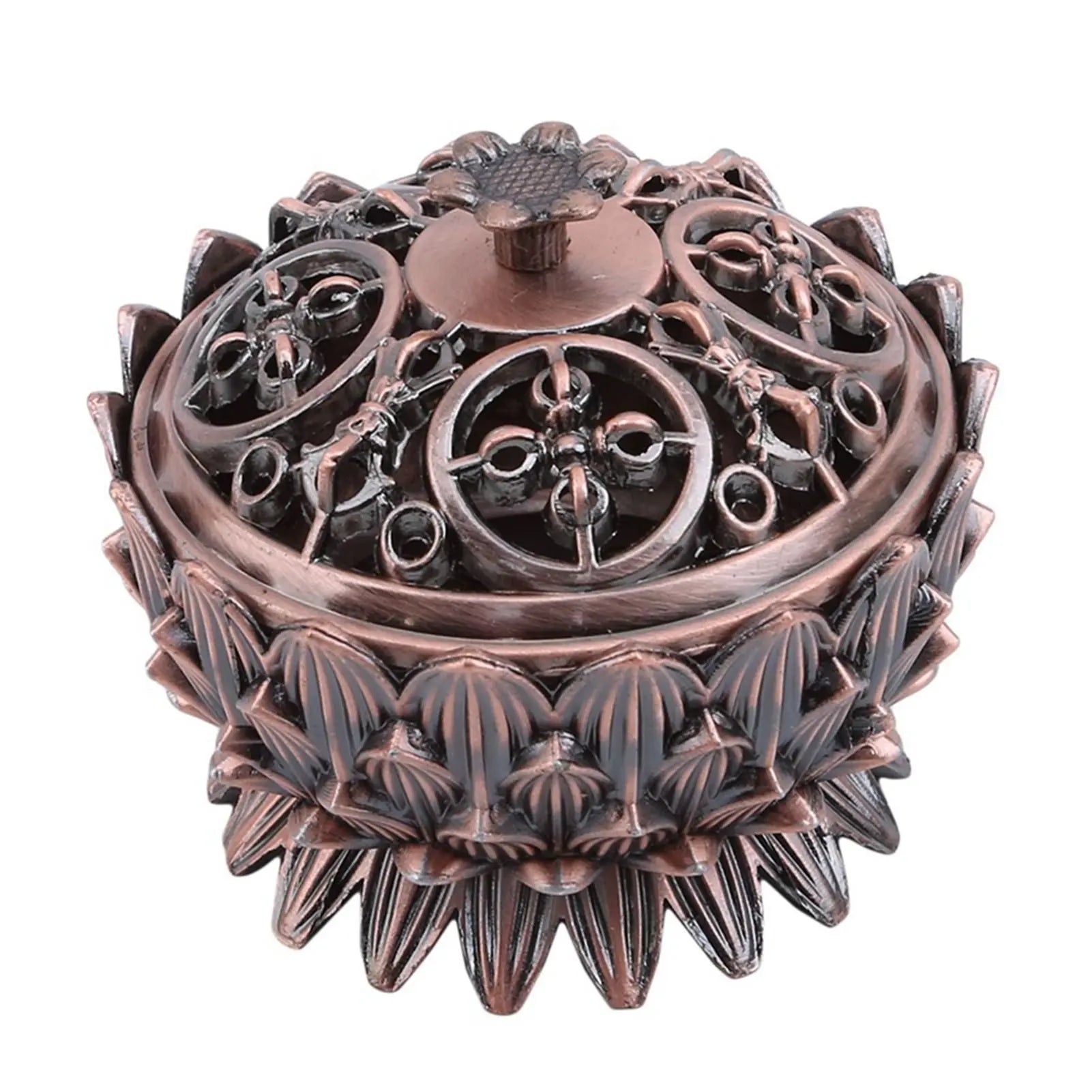 Lotus Incense Burner Zinc Alloy Cone Incense Holder Burner Small Incense Holder Ornaments for Home Decoration Brown Wholesale Hub