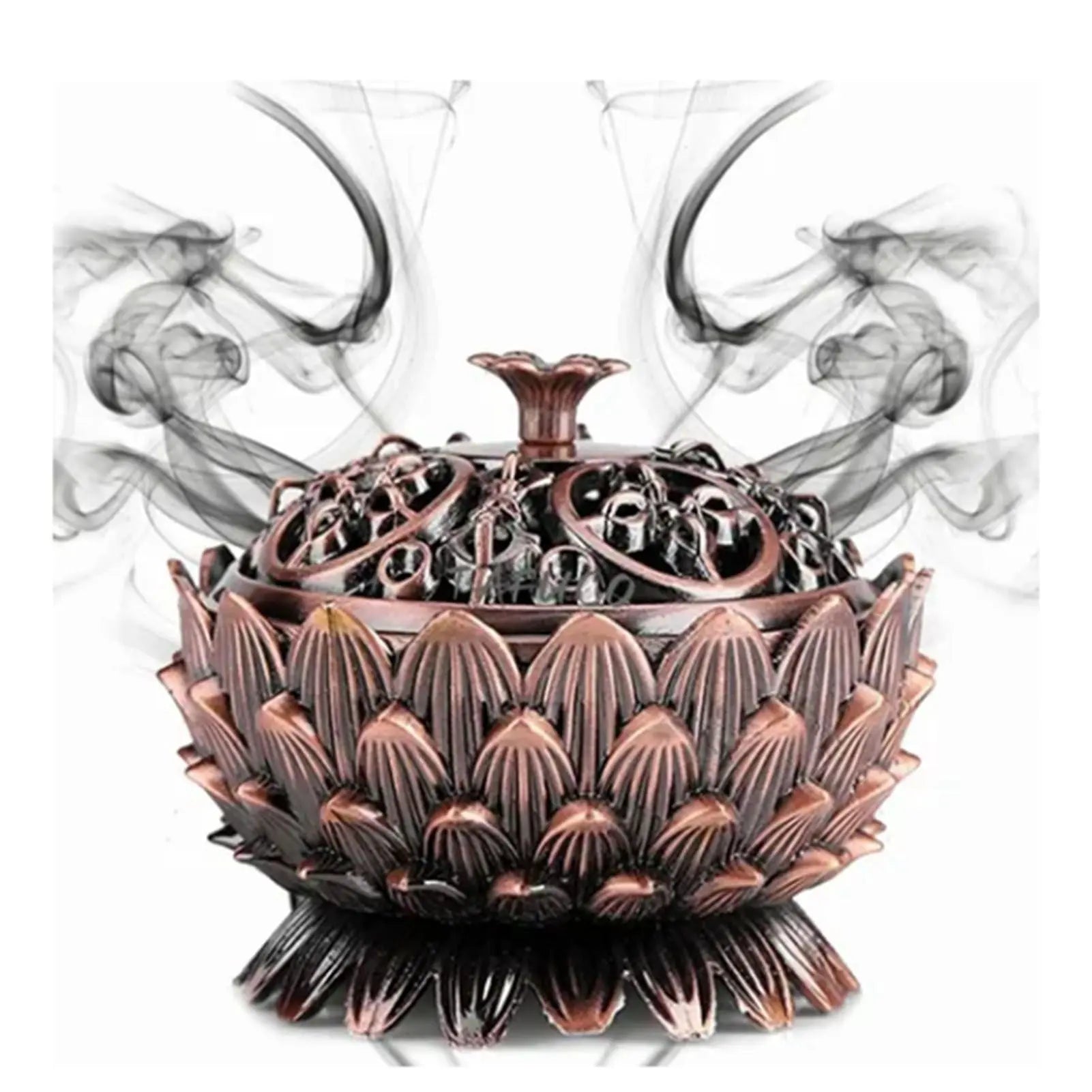 Lotus Incense Burner Zinc Alloy Cone Incense Holder Burner Small Incense Holder Ornaments for Home Decoration Brown Wholesale Hub