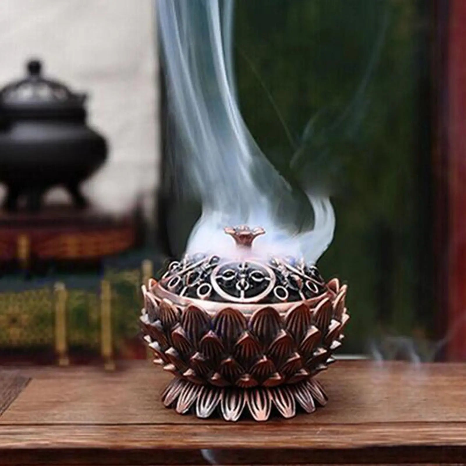 Lotus Incense Burner Zinc Alloy Cone Incense Holder Burner Small Incense Holder Ornaments for Home Decoration Brown Wholesale Hub