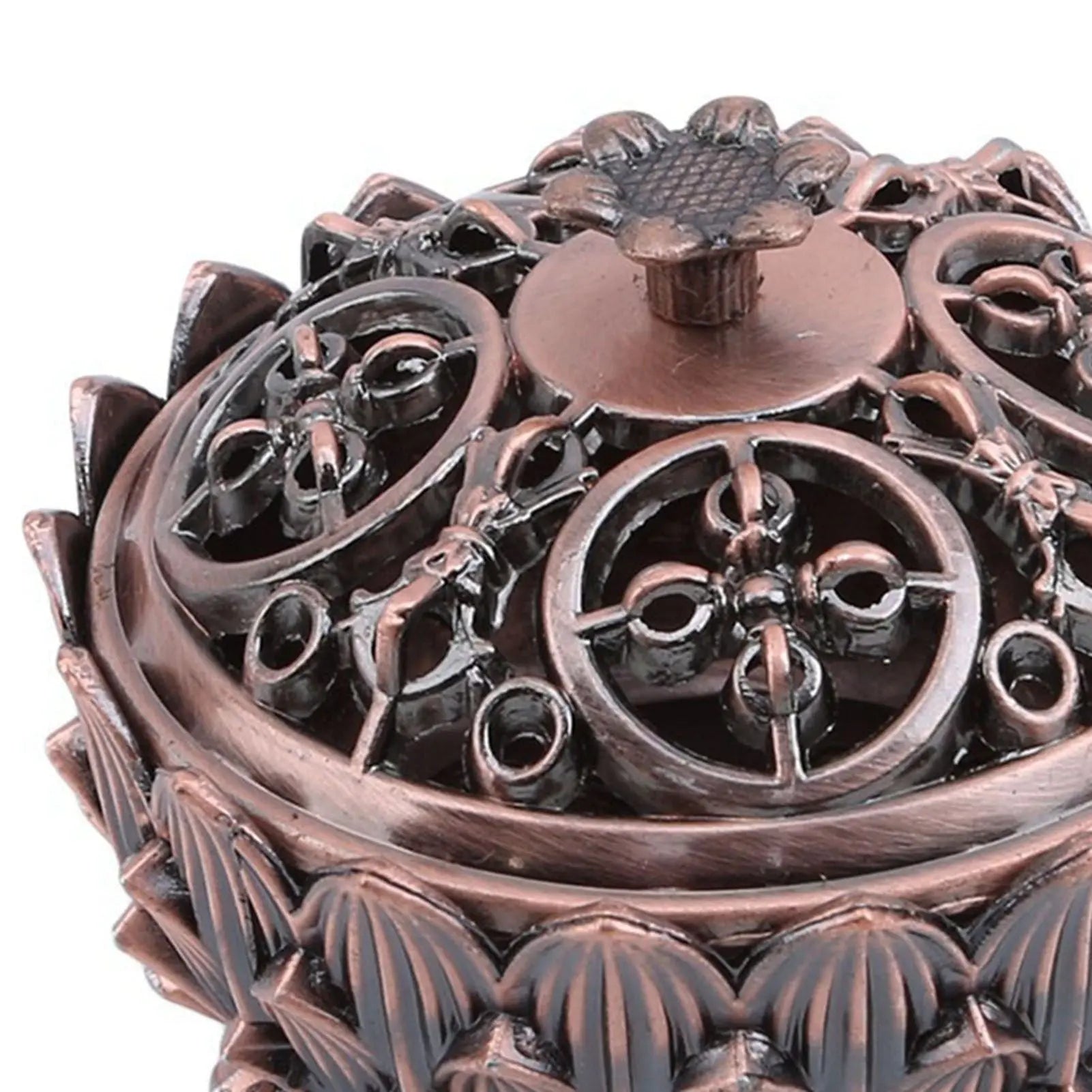 Lotus Incense Burner Zinc Alloy Cone Incense Holder Burner Small Incense Holder Ornaments for Home Decoration Brown Wholesale Hub