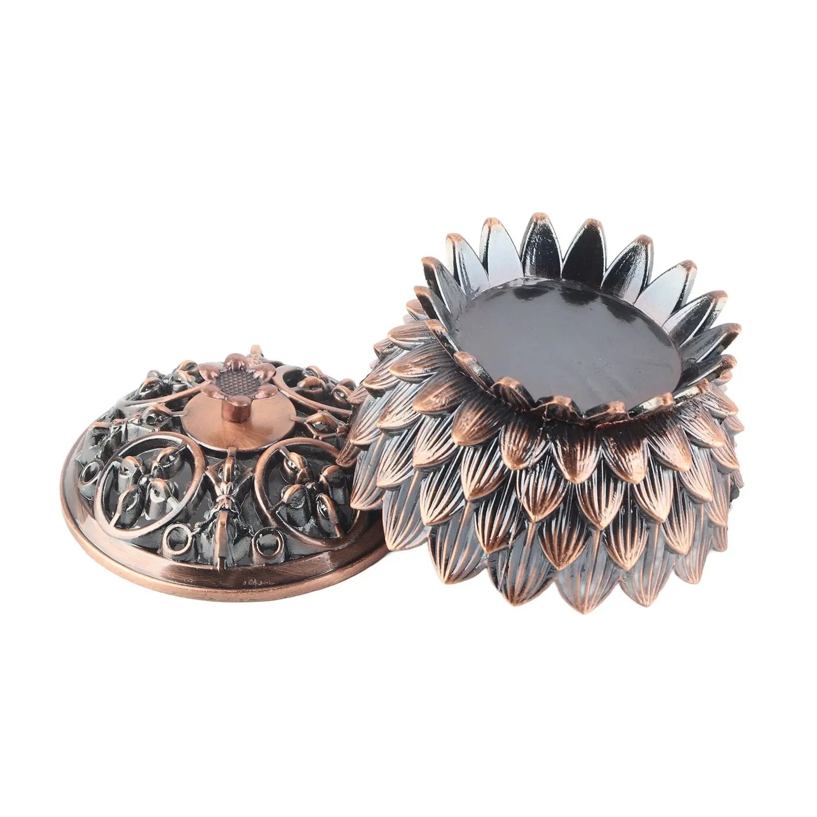 Lotus Incense Burner Zinc Alloy Cone Incense Holder Burner Small Incense Holder Ornaments for Home Decoration Brown Wholesale Hub