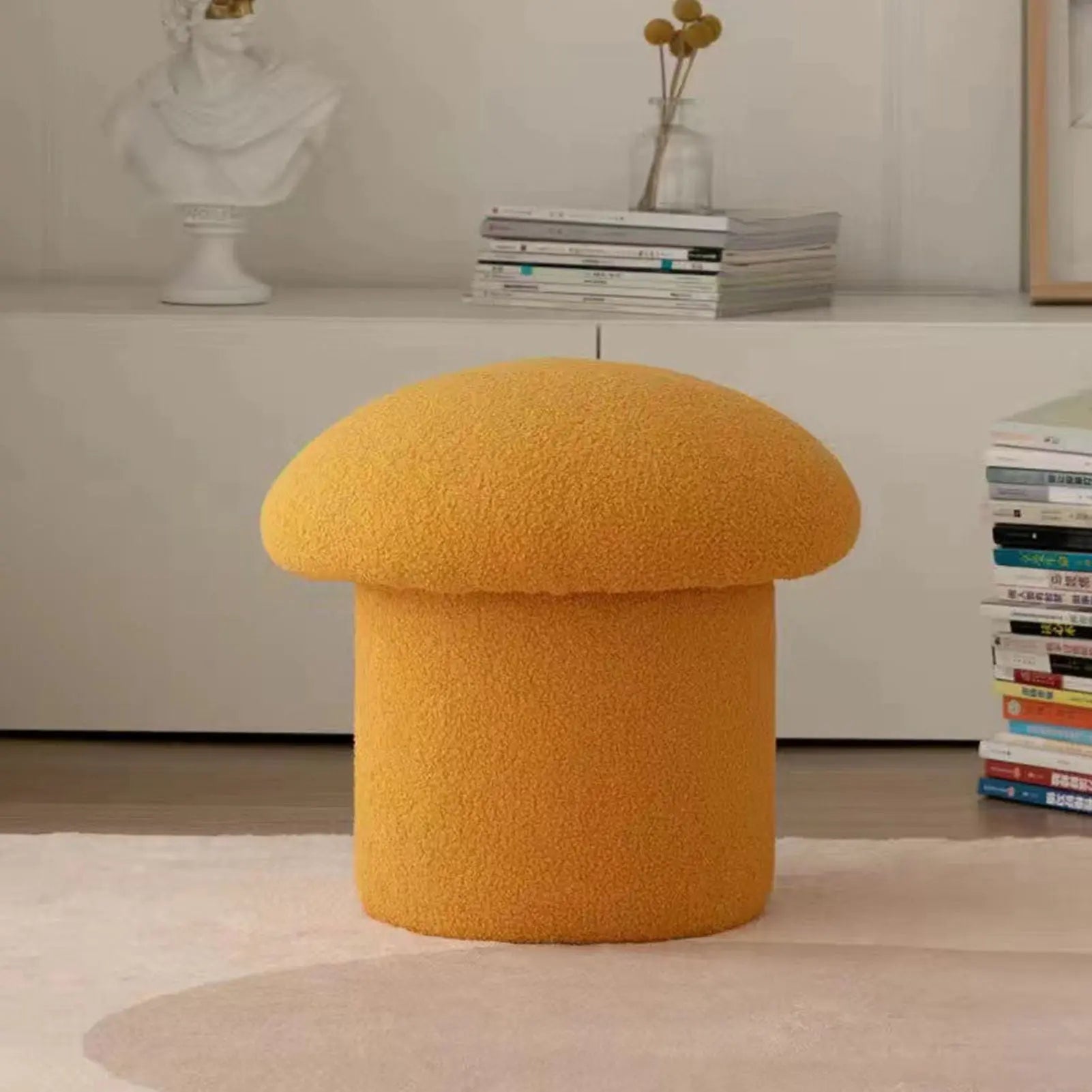 Sofa Bench Simple Modern Elastic Comfortable Soft Round Pine Wooden Foot Stool for Home Decoration Yellow Wholesale Hub