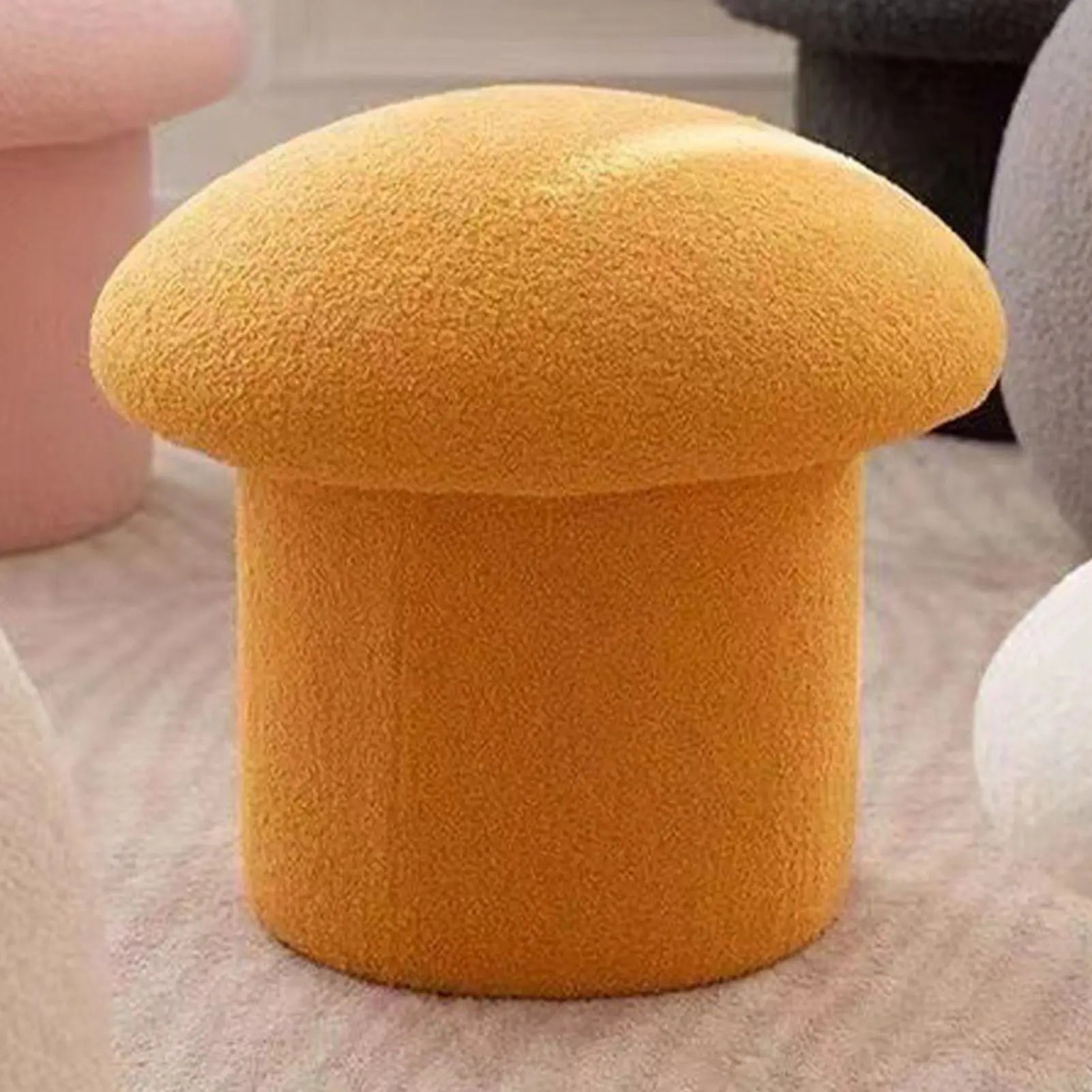 Sofa Bench Simple Modern Elastic Comfortable Soft Round Pine Wooden Foot Stool for Home Decoration Yellow Wholesale Hub