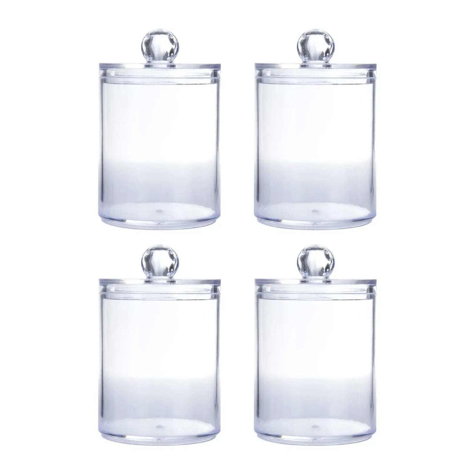 4Pcs Storage Jar Clear Round PS Plastic Bathroom Canister Set for Qtips Cotton Swabs Balls Cosmetic Pads Wholesale Hub