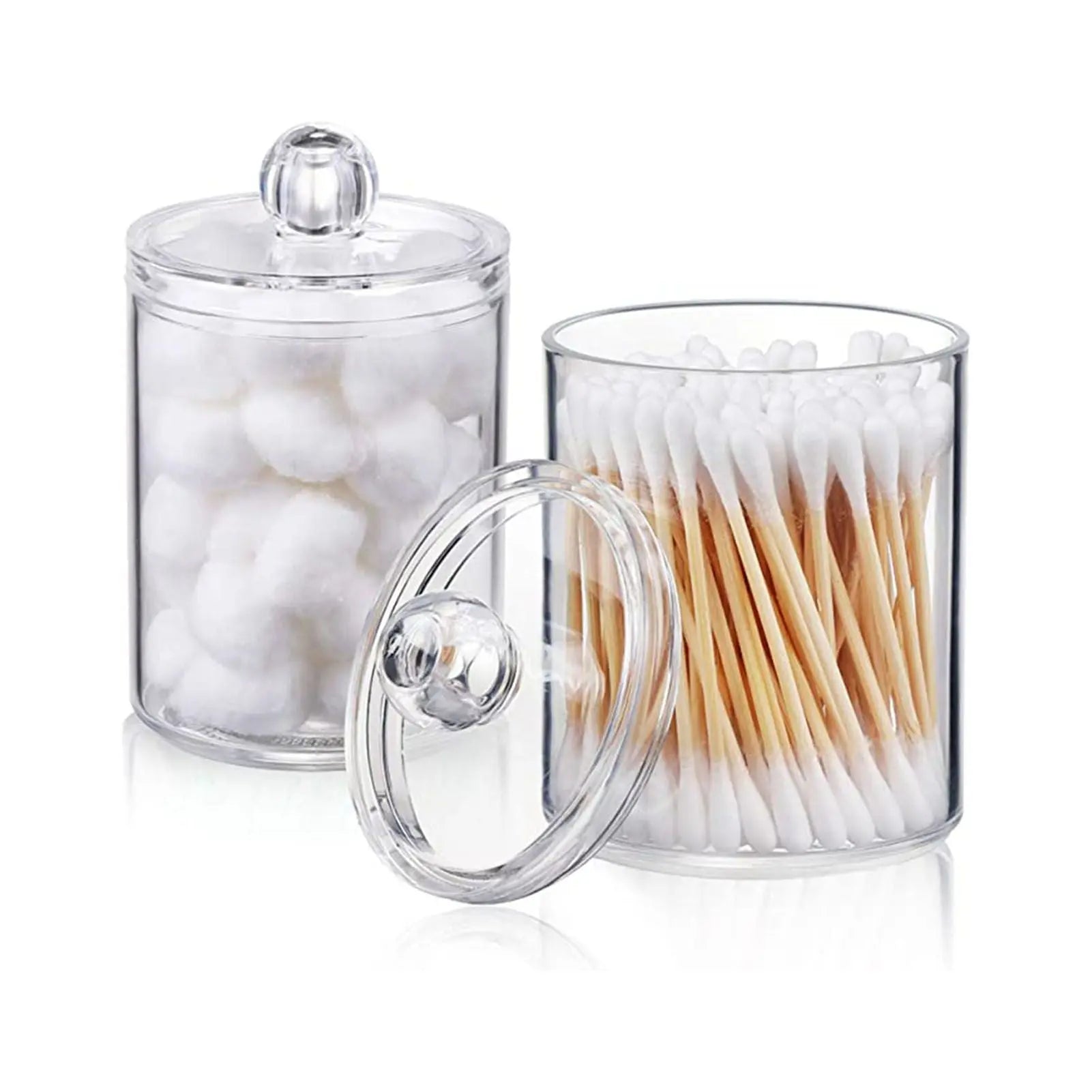 4Pcs Storage Jar Clear Round PS Plastic Bathroom Canister Set for Qtips Cotton Swabs Balls Cosmetic Pads Wholesale Hub