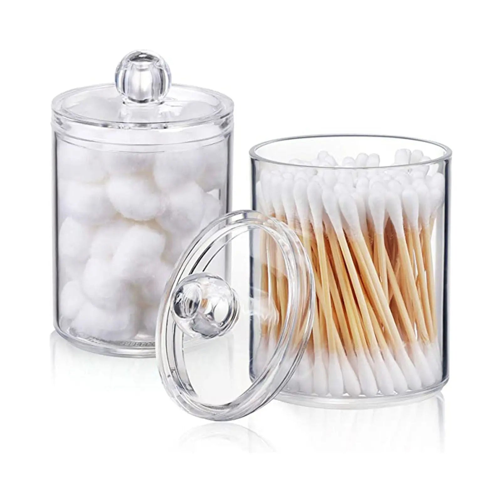 4Pcs Storage Jar Clear Round PS Plastic Bathroom Canister Set for Qtips Cotton Swabs Balls Cosmetic Pads Wholesale Hub