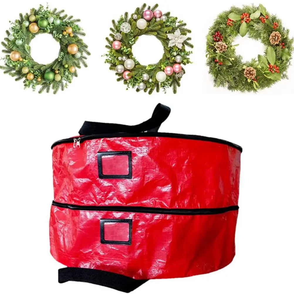 Double Layer Christmas Wreath Storage Bag Large Capacity Wreath Storage Container Wreath Storage Box with Dual Zippers and Handles Wholesale Hub